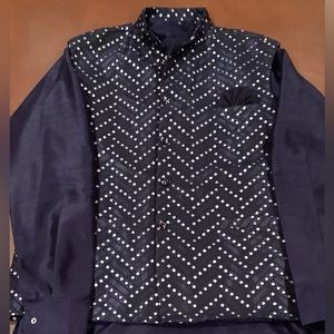 Men’s Navy Blue 2 Piece Kurta Top and Vest